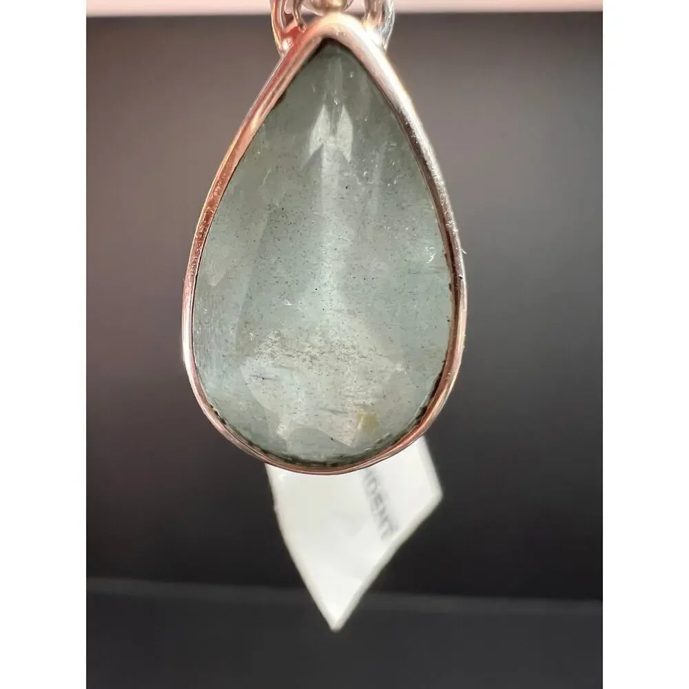 NEW Aquamarine sterling silver teardrop pendant